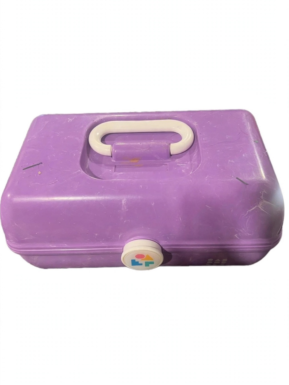 Purple Travel Cosmetic Case with White Handle - Unbranded